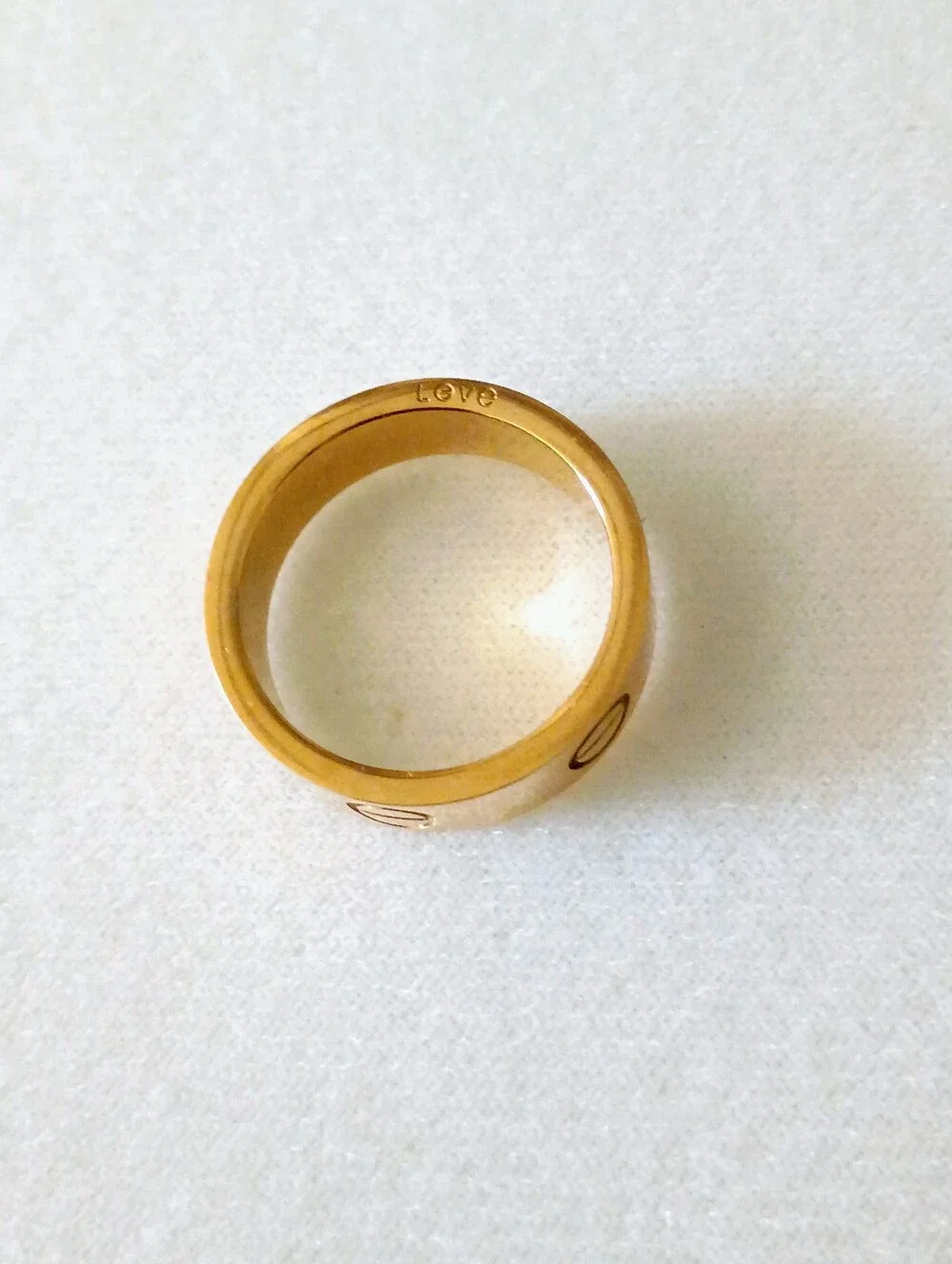 New Gold Tone Love Ring with Screw Motif